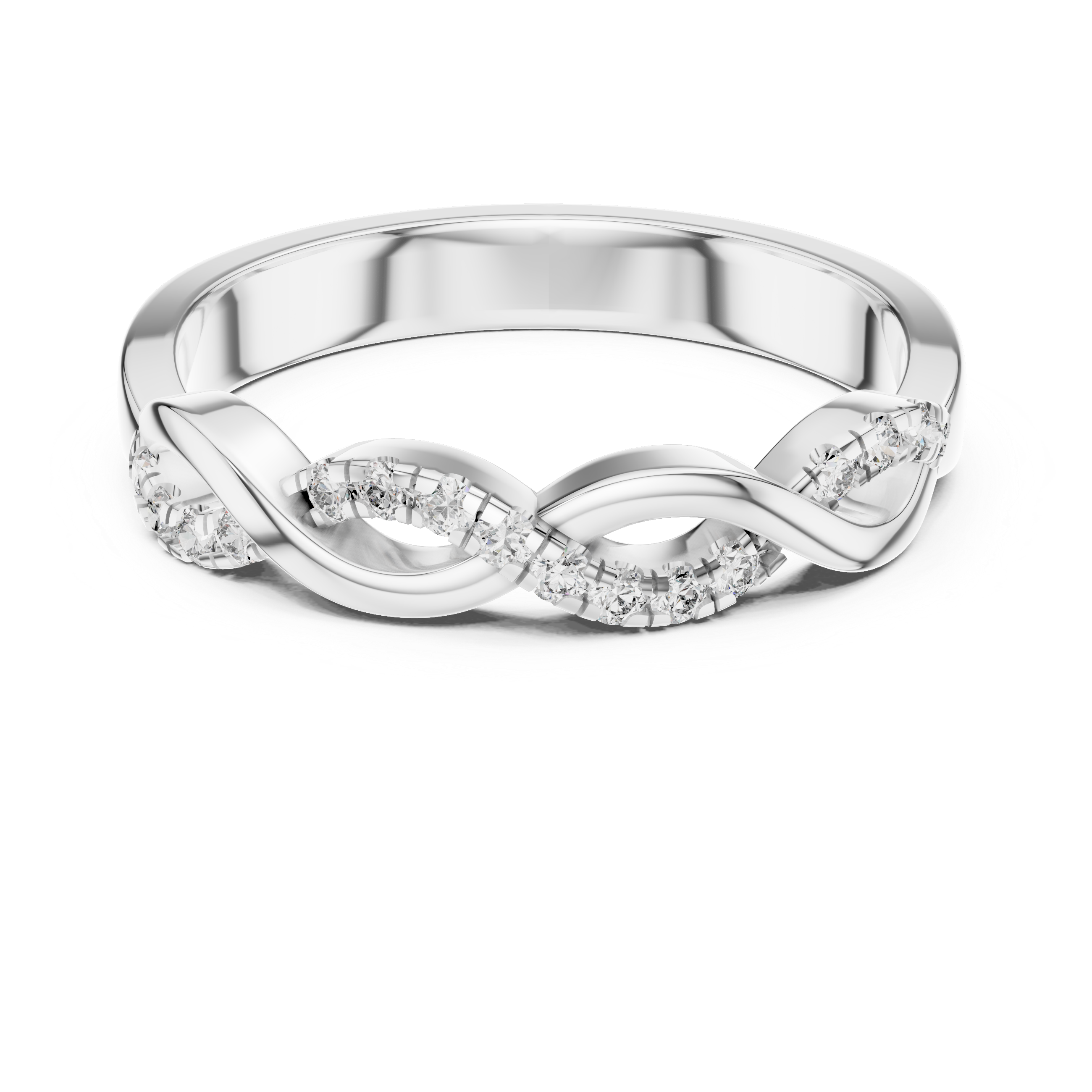 925 Silver Moissanite Infinity Twist Pavé Band 14K Gold Plated