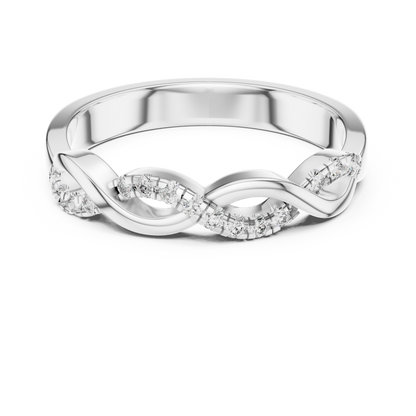 925 Silver Moissanite Infinity Twist Pavé Band 14K Gold Plated