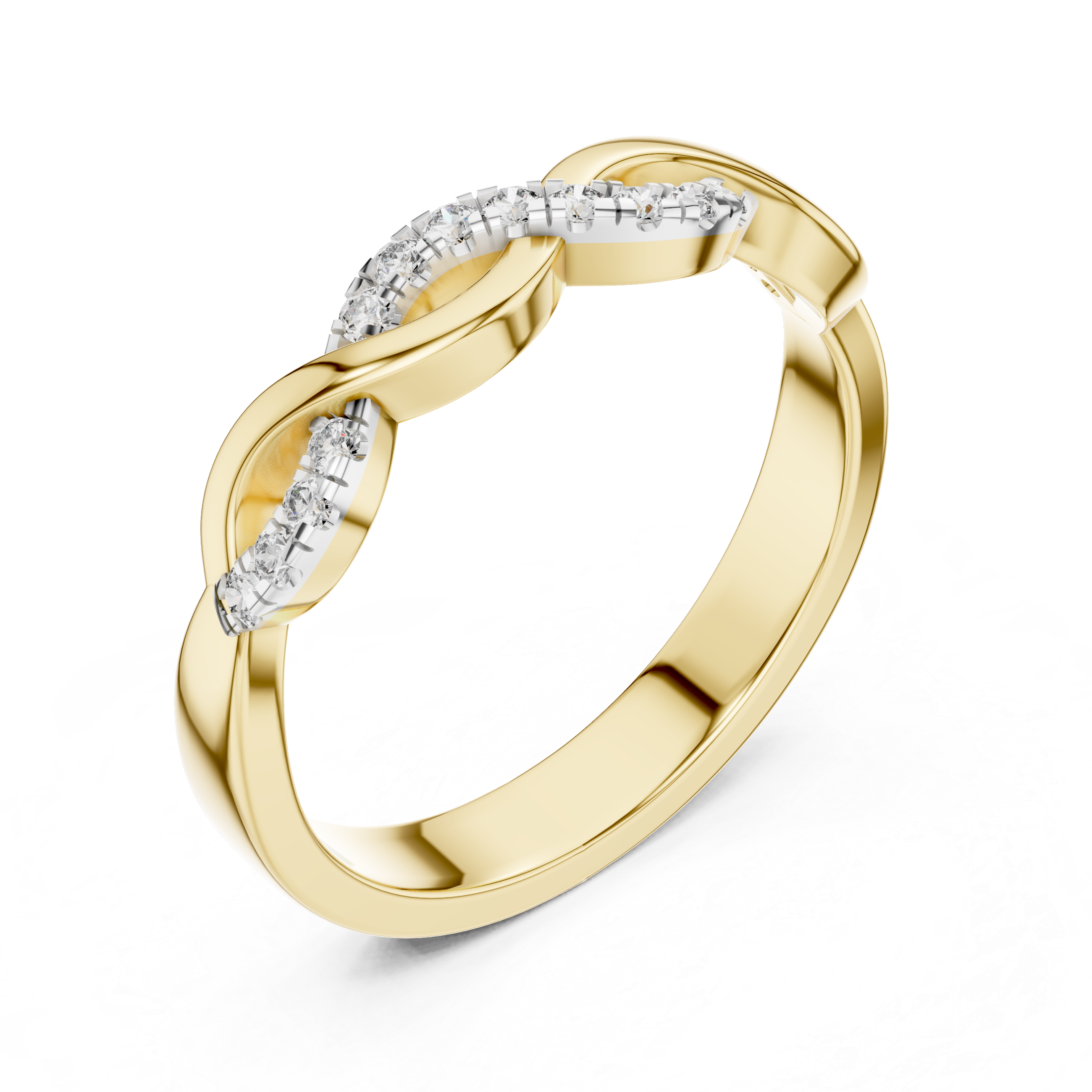 925 Silver Moissanite Infinity Twist Pavé Band 14K Gold Plated
