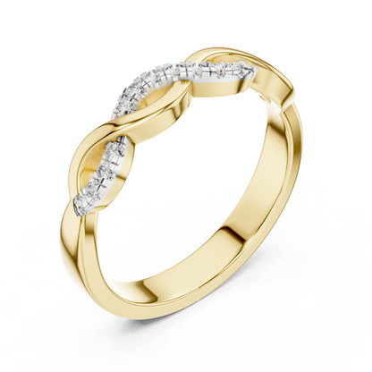 925 Silver Moissanite Infinity Twist Pavé Band 14K Gold Plated