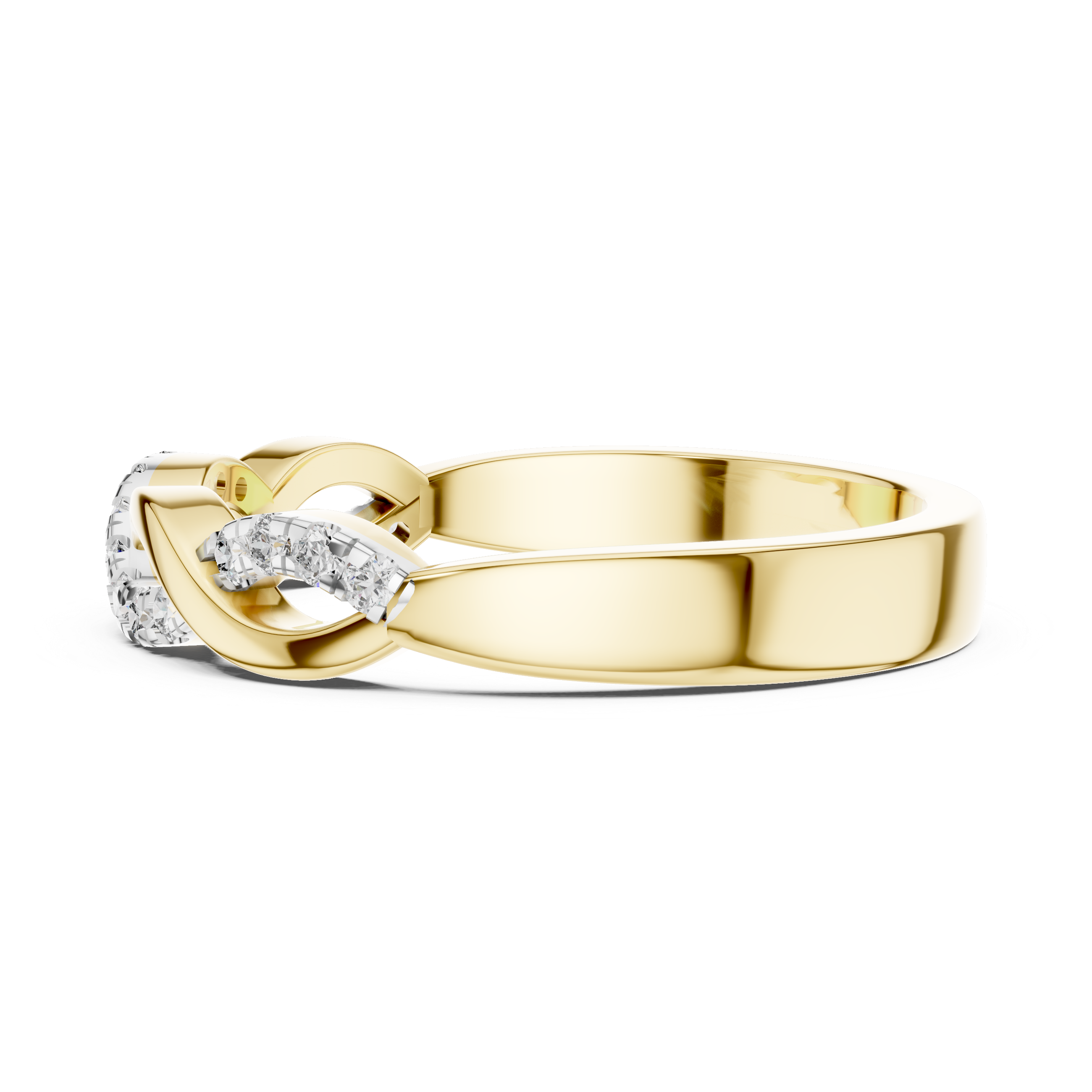 925 Silver Moissanite Infinity Twist Pavé Band 14K Gold Plated