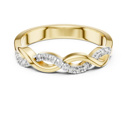 925 Silver Moissanite Infinity Twist Pavé Band 14K Gold Plated