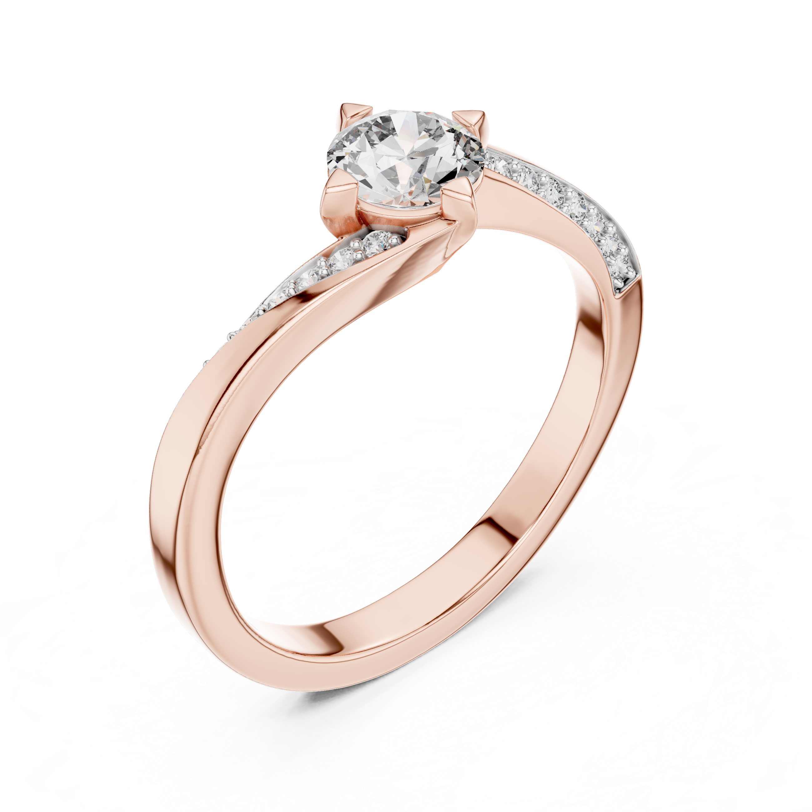 925 Silver Moissanite Solitaire Bypass Engagement Ring 14K Gold Plated
