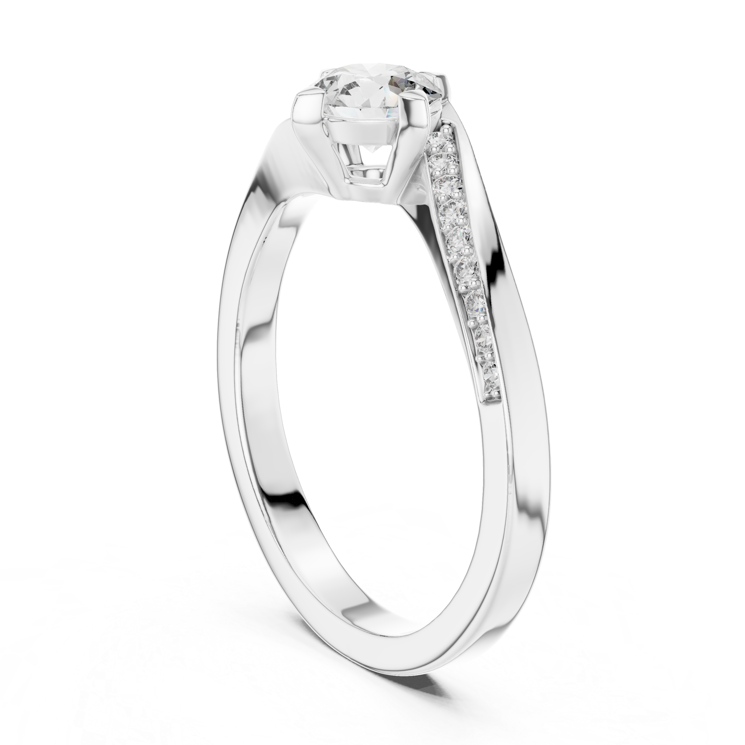 925 Silver Moissanite Solitaire Bypass Engagement Ring 14K Gold Plated