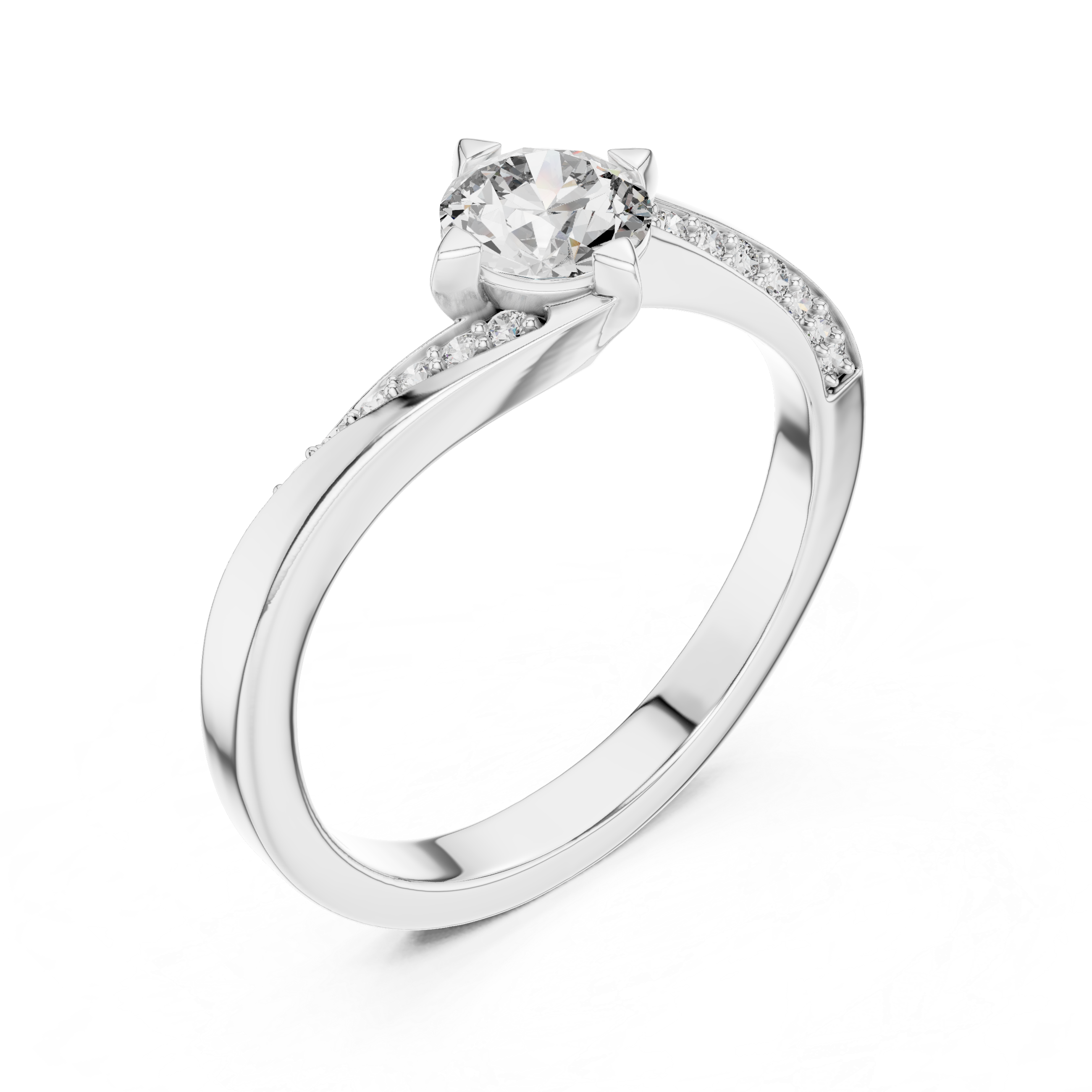 925 Silver Moissanite Solitaire Bypass Engagement Ring 14K Gold Plated