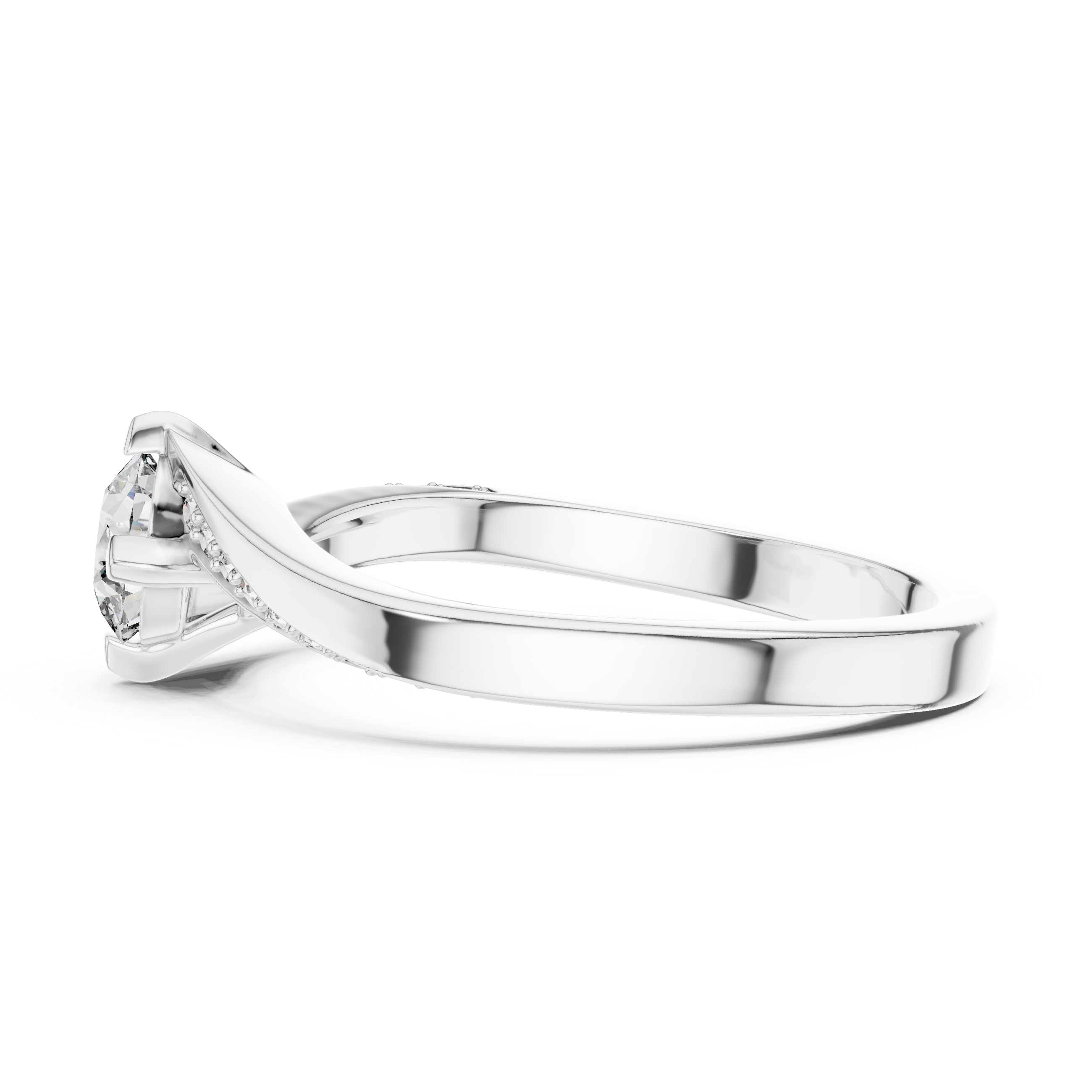 925 Silver Moissanite Solitaire Bypass Engagement Ring 14K Gold Plated