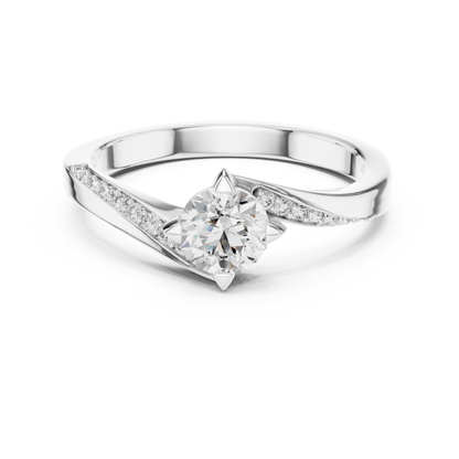 925 Silver Moissanite Solitaire Bypass Engagement Ring 14K Gold Plated