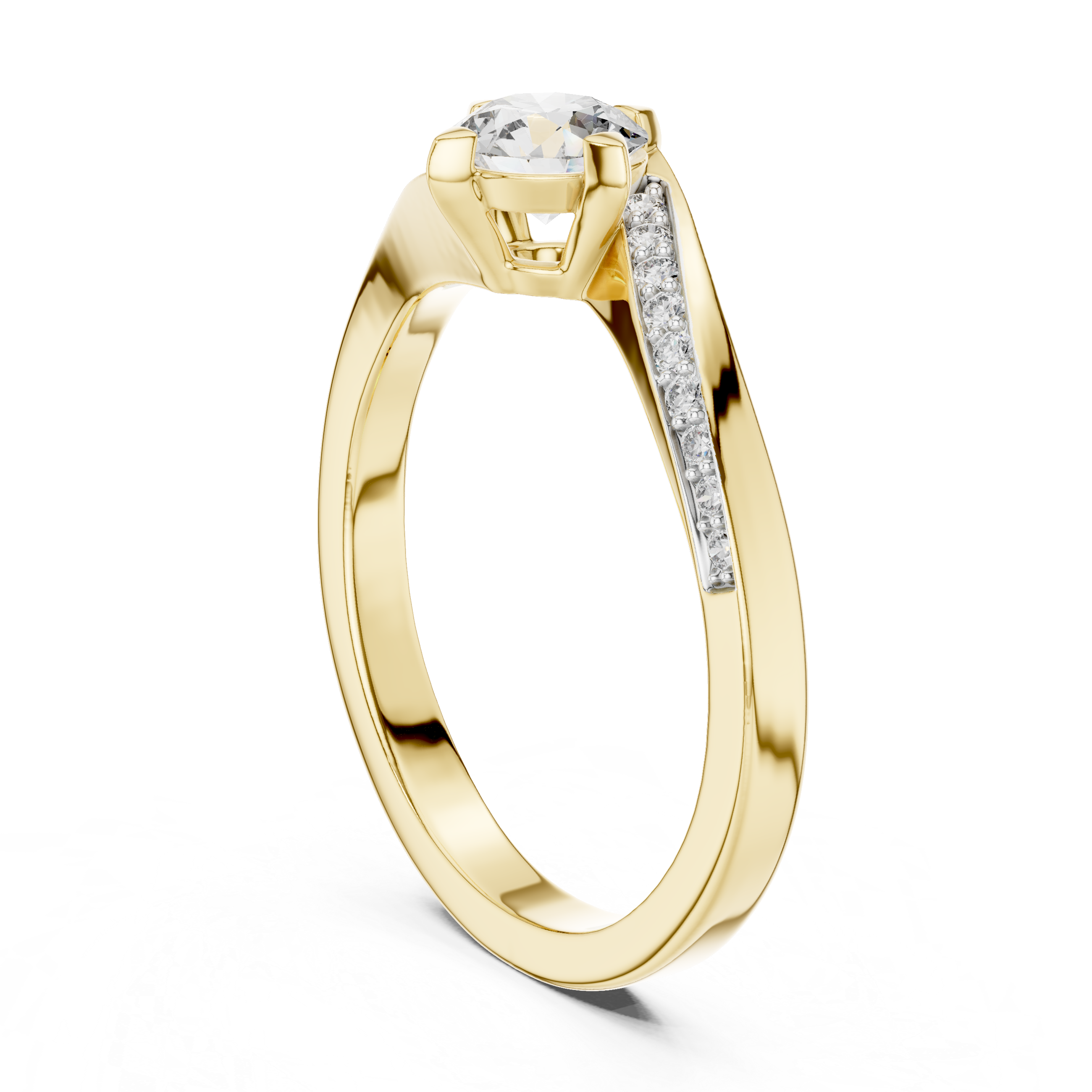 925 Silver Moissanite Solitaire Bypass Engagement Ring 14K Gold Plated