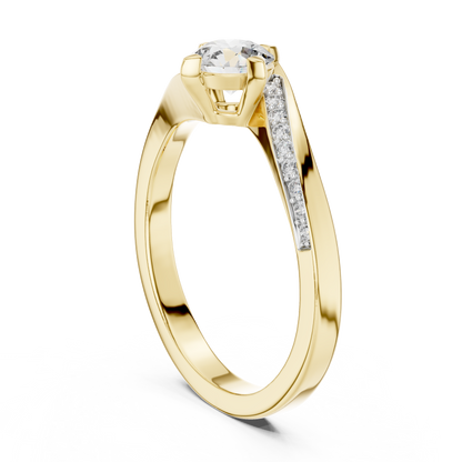 925 Silver Moissanite Solitaire Bypass Engagement Ring 14K Gold Plated