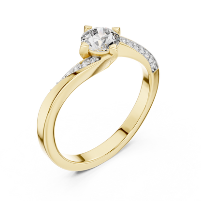 925 Silver Moissanite Solitaire Bypass Engagement Ring 14K Gold Plated