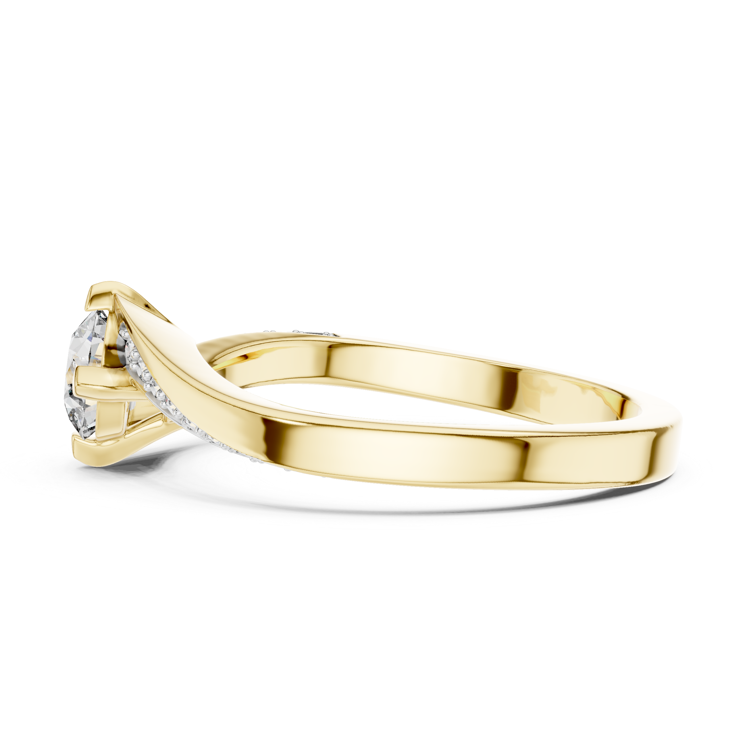 925 Silver Moissanite Solitaire Bypass Engagement Ring 14K Gold Plated