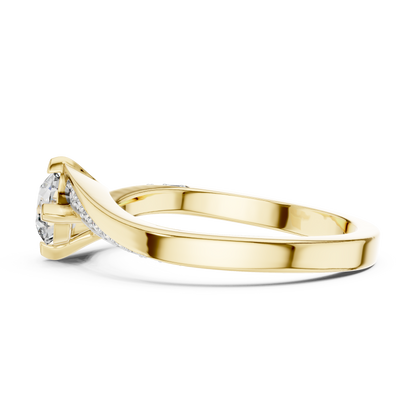 925 Silver Moissanite Solitaire Bypass Engagement Ring 14K Gold Plated