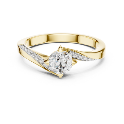 925 Silver Moissanite Solitaire Bypass Engagement Ring 14K Gold Plated