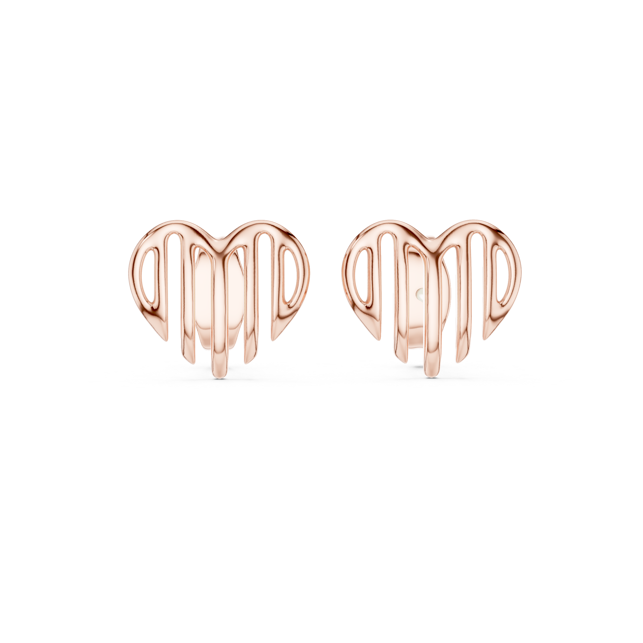 925 Silver Surrealist Dripping Heart Style 14K Gold Plated