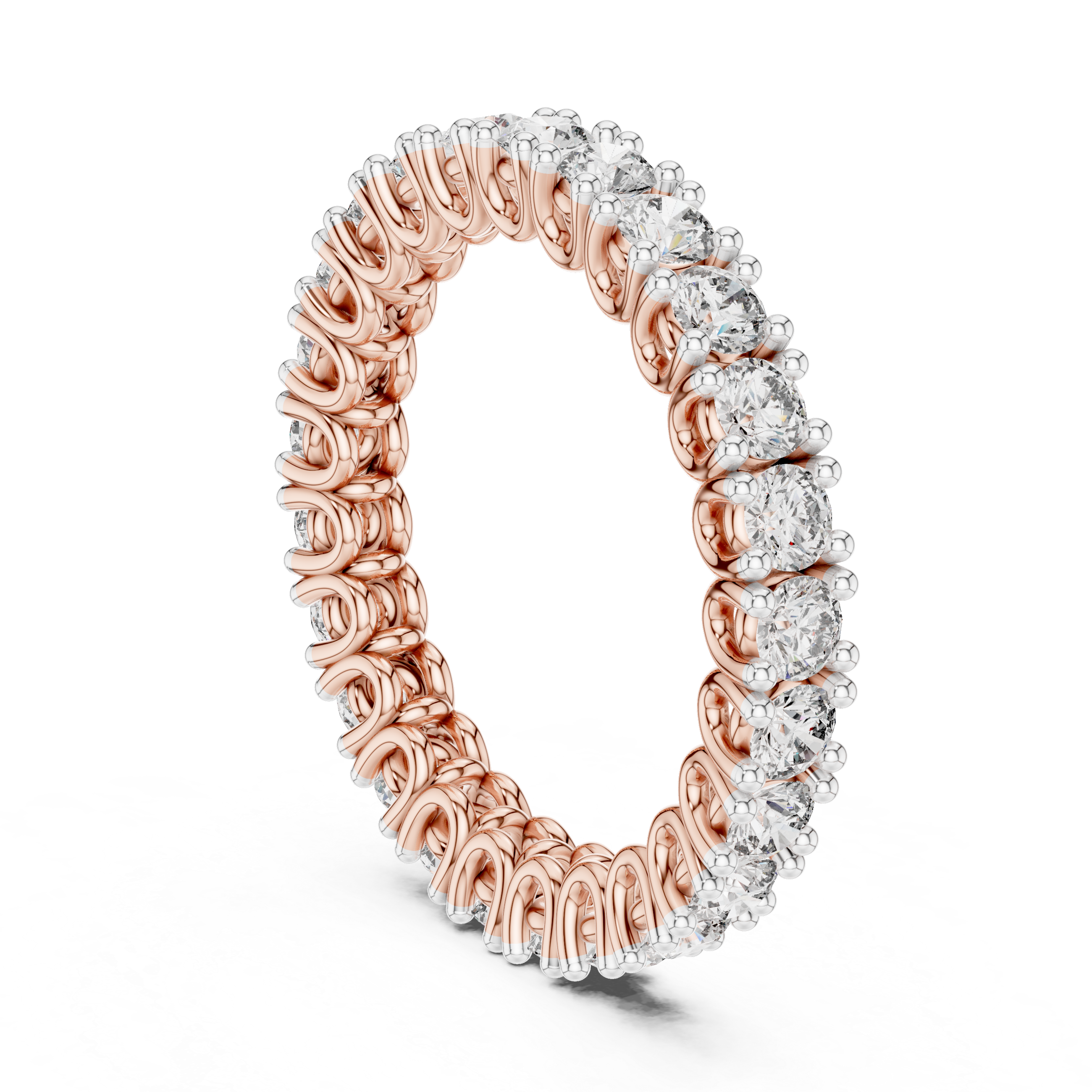 925 Silver Moissanite Full Eternity Ring 14K Gold Plated