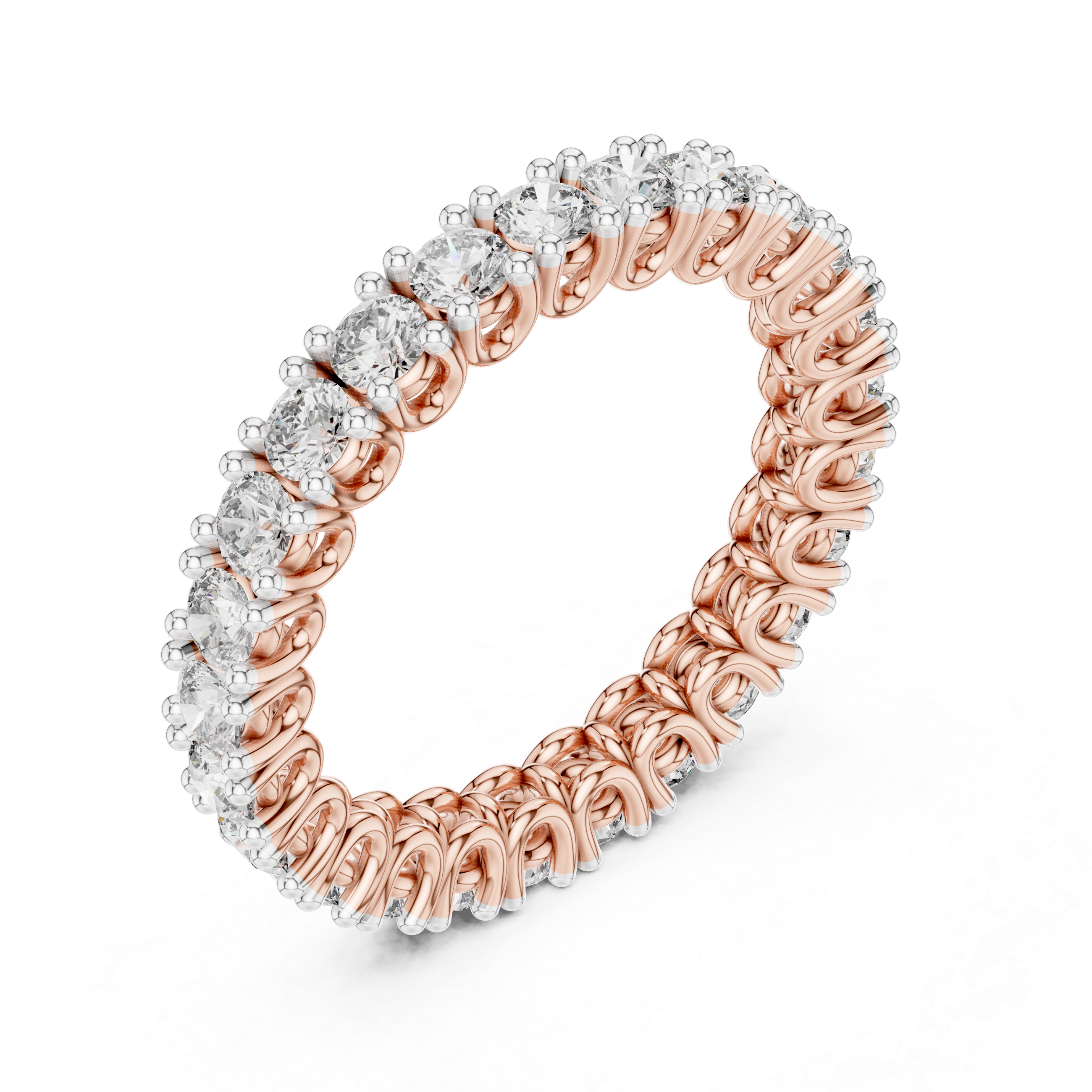 925 Silver Moissanite Full Eternity Ring 14K Gold Plated
