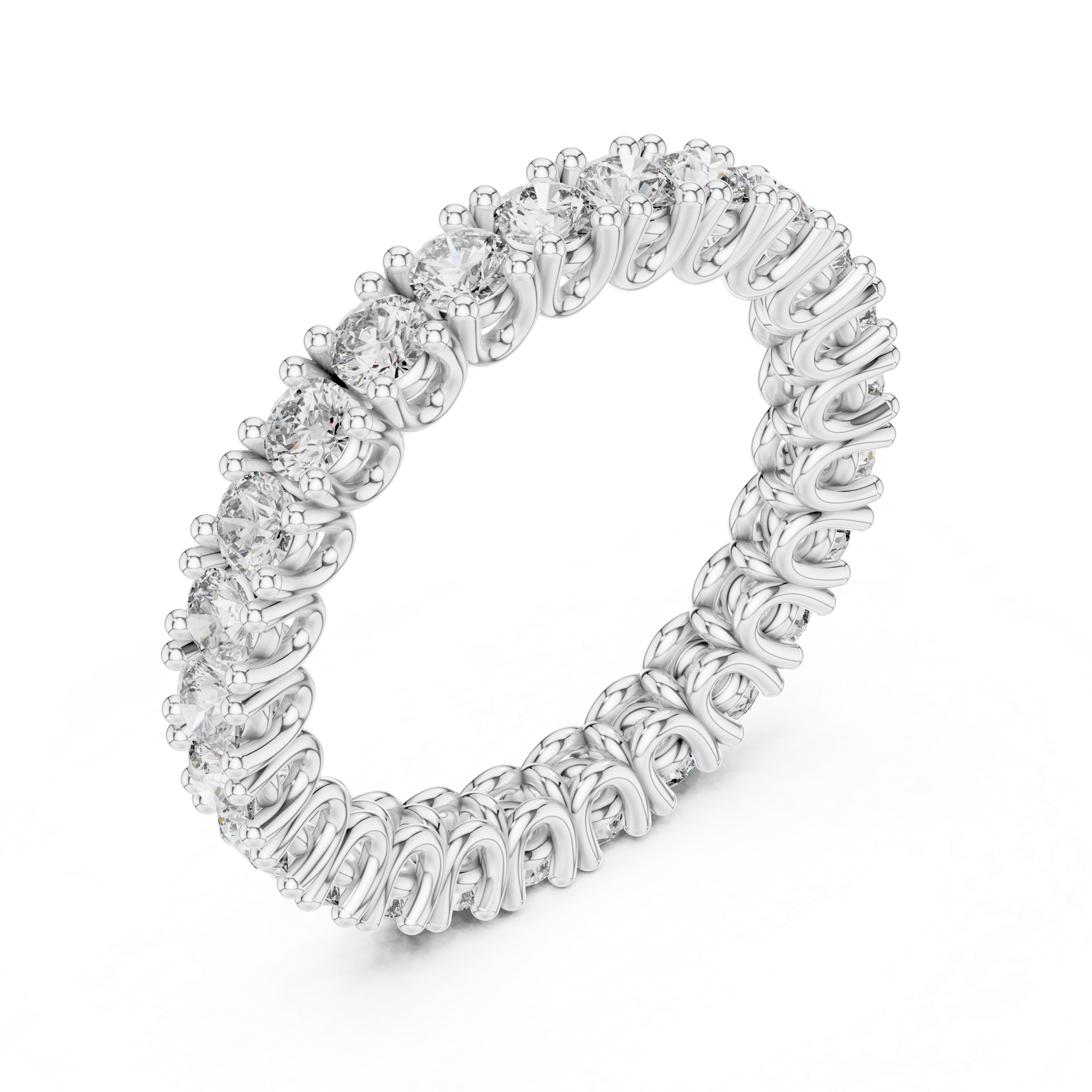 925 Silver Moissanite Full Eternity Ring 14K Gold Plated