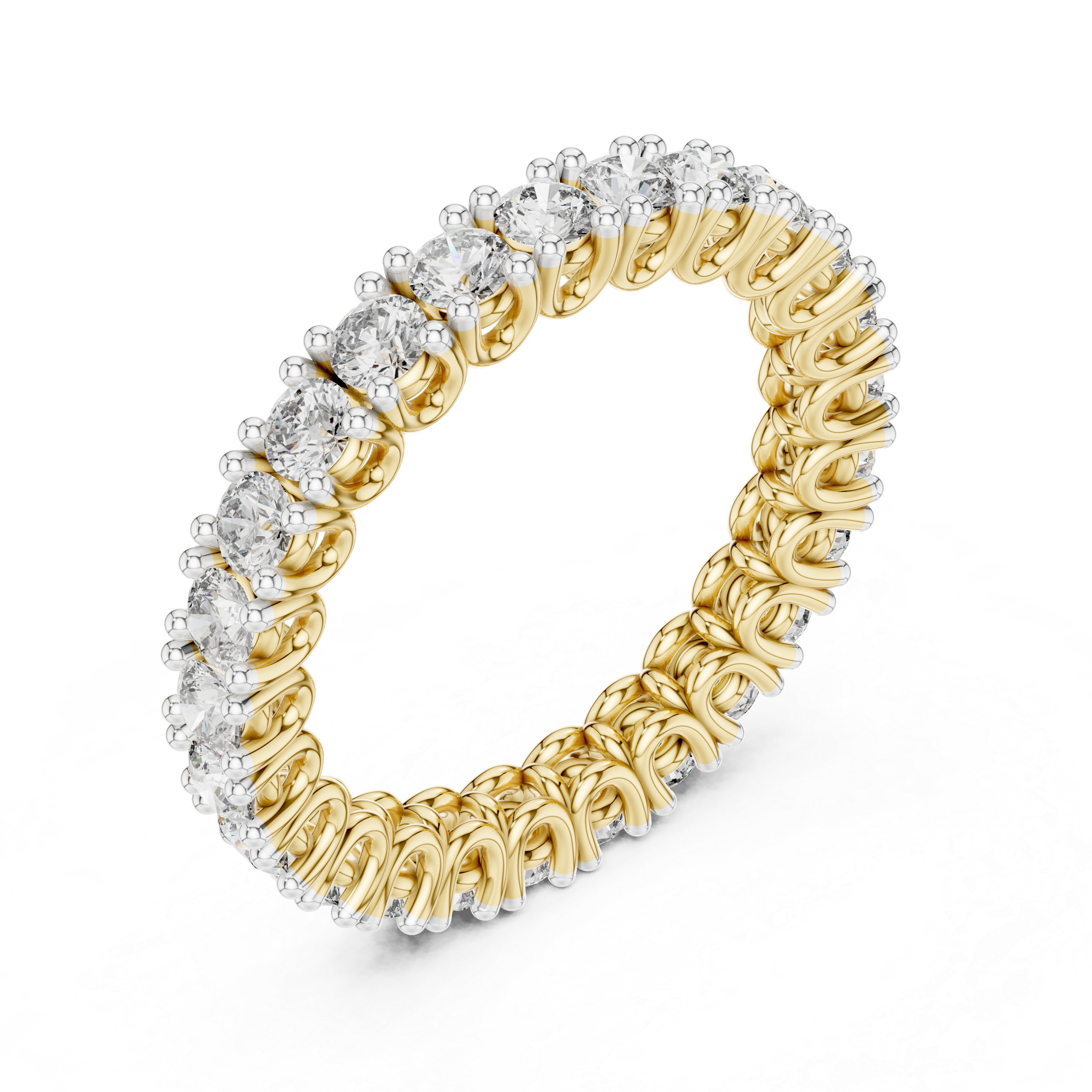 925 Silver Moissanite Full Eternity Ring 14K Gold Plated