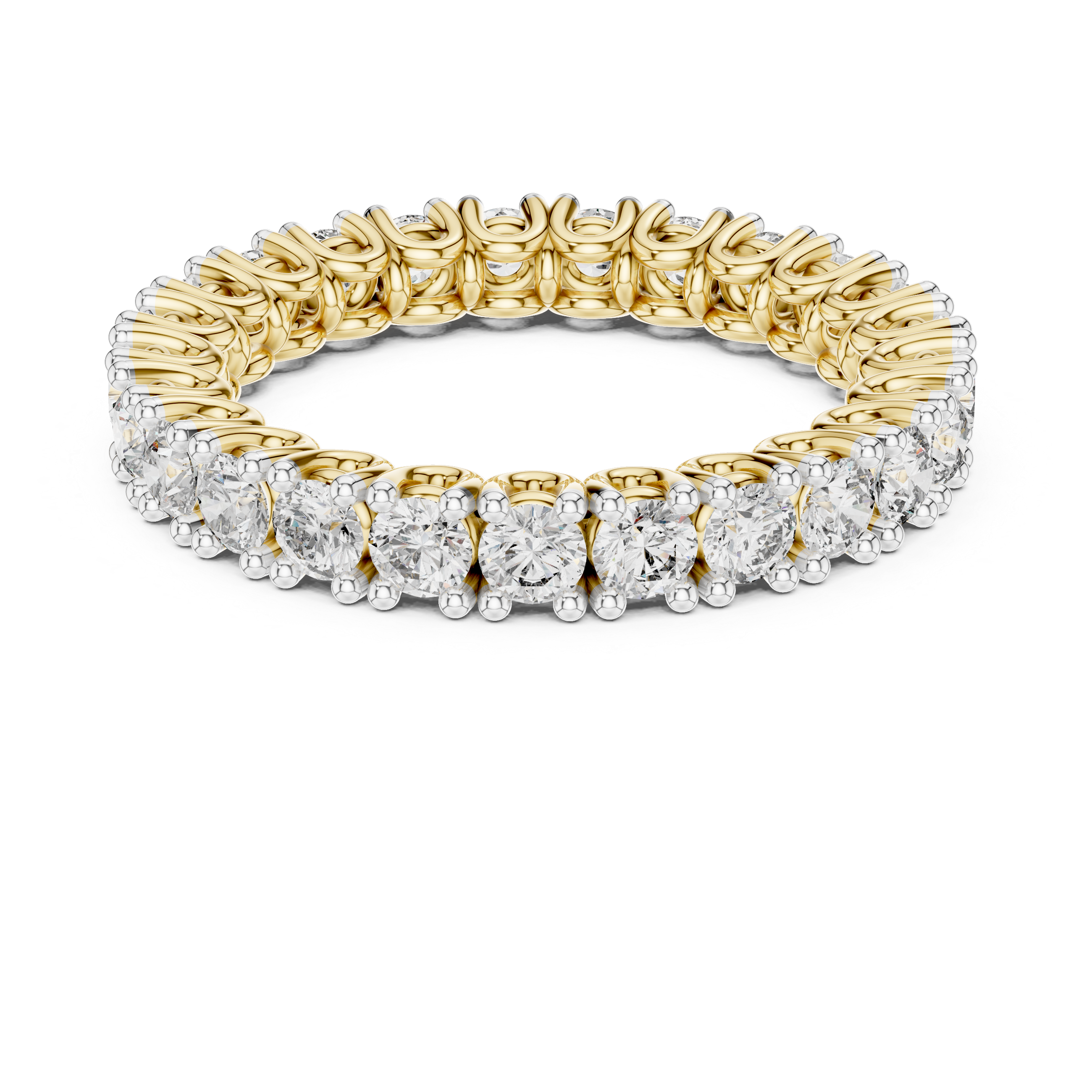 925 Silver Moissanite Full Eternity Ring 14K Gold Plated