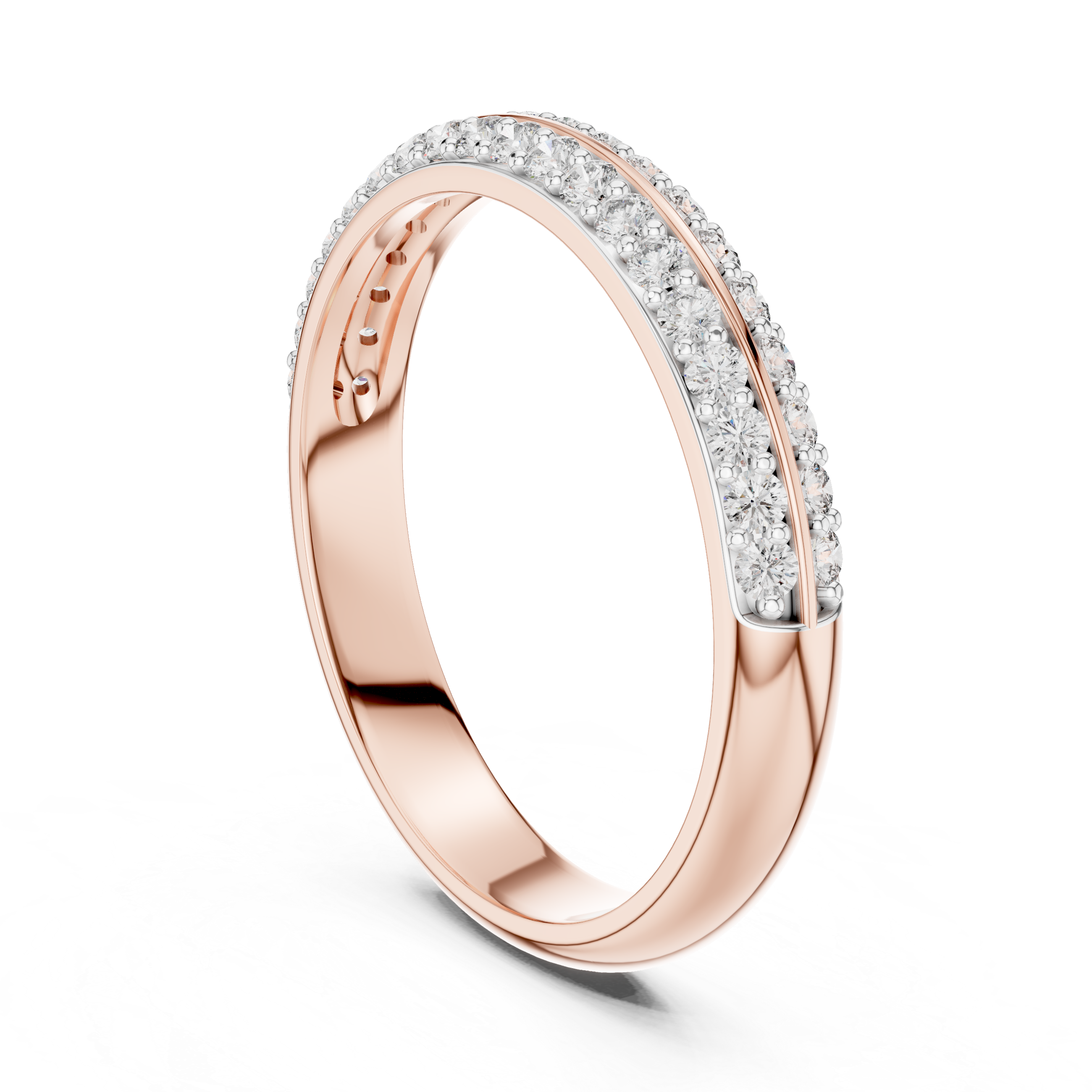 925 Silver Moissanite Double-Row Pavé Band 14K Gold Plated