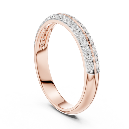 925 Silver Moissanite Double-Row Pavé Band 14K Gold Plated