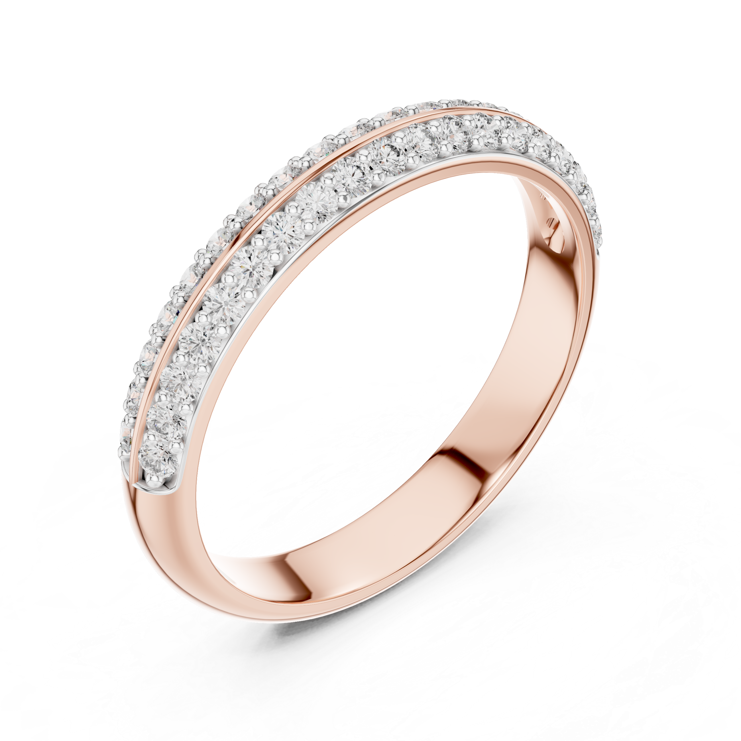 925 Silver Moissanite Double-Row Pavé Band 14K Gold Plated
