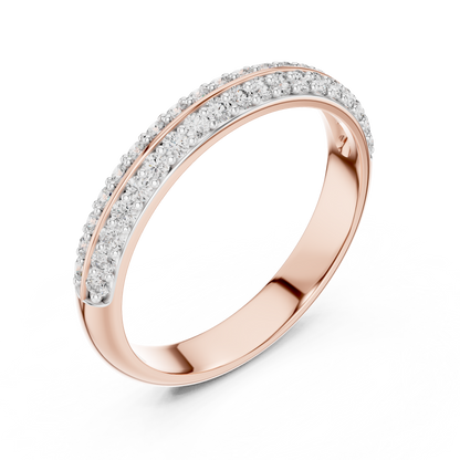925 Silver Moissanite Double-Row Pavé Band 14K Gold Plated
