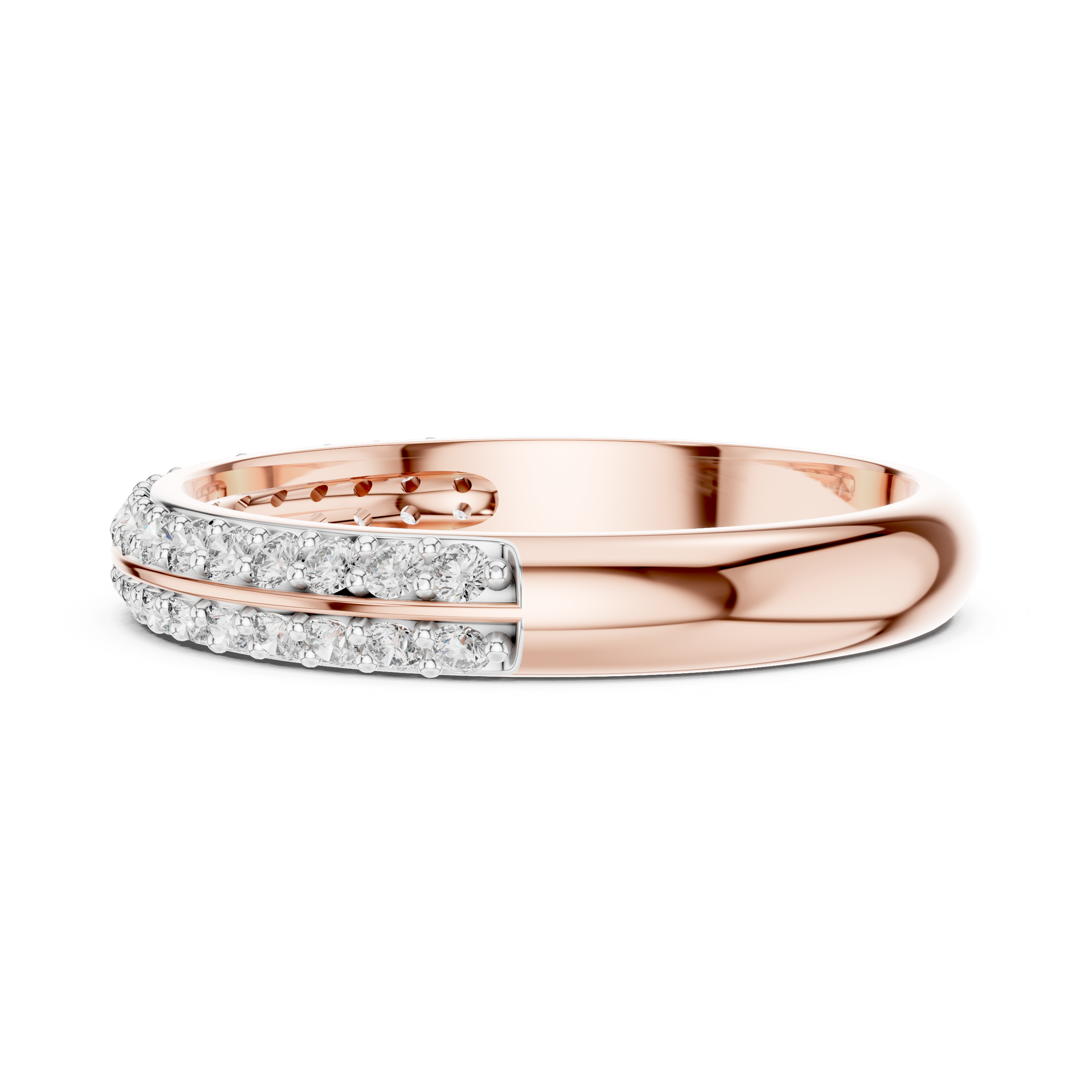 925 Silver Moissanite Double-Row Pavé Band 14K Gold Plated