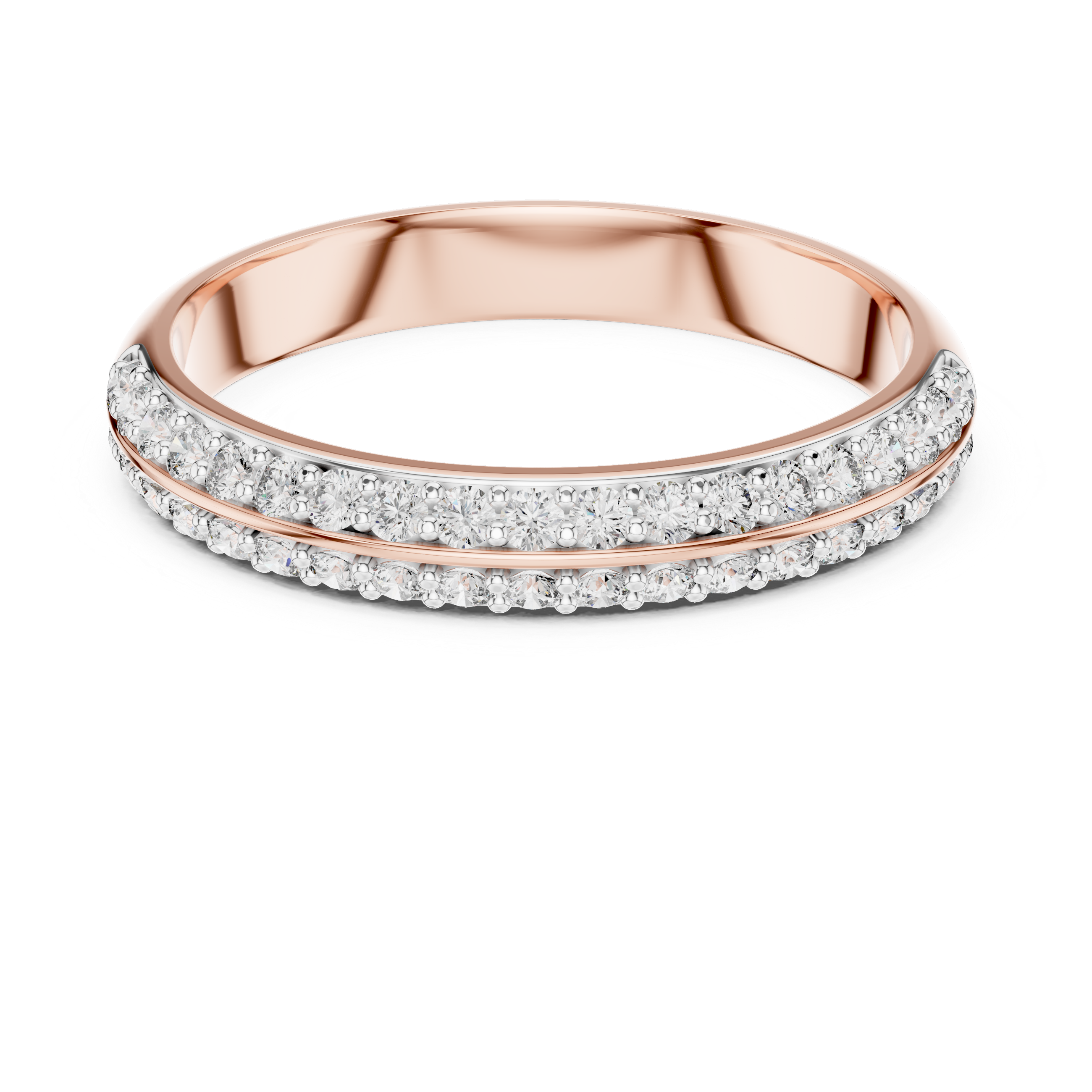 925 Silver Moissanite Double-Row Pavé Band 14K Gold Plated