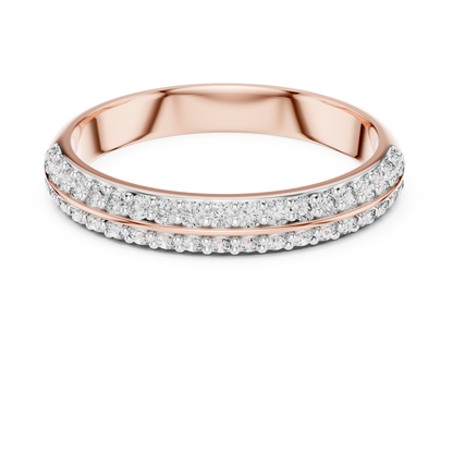 925 Silver Moissanite Double-Row Pavé Band 14K Gold Plated