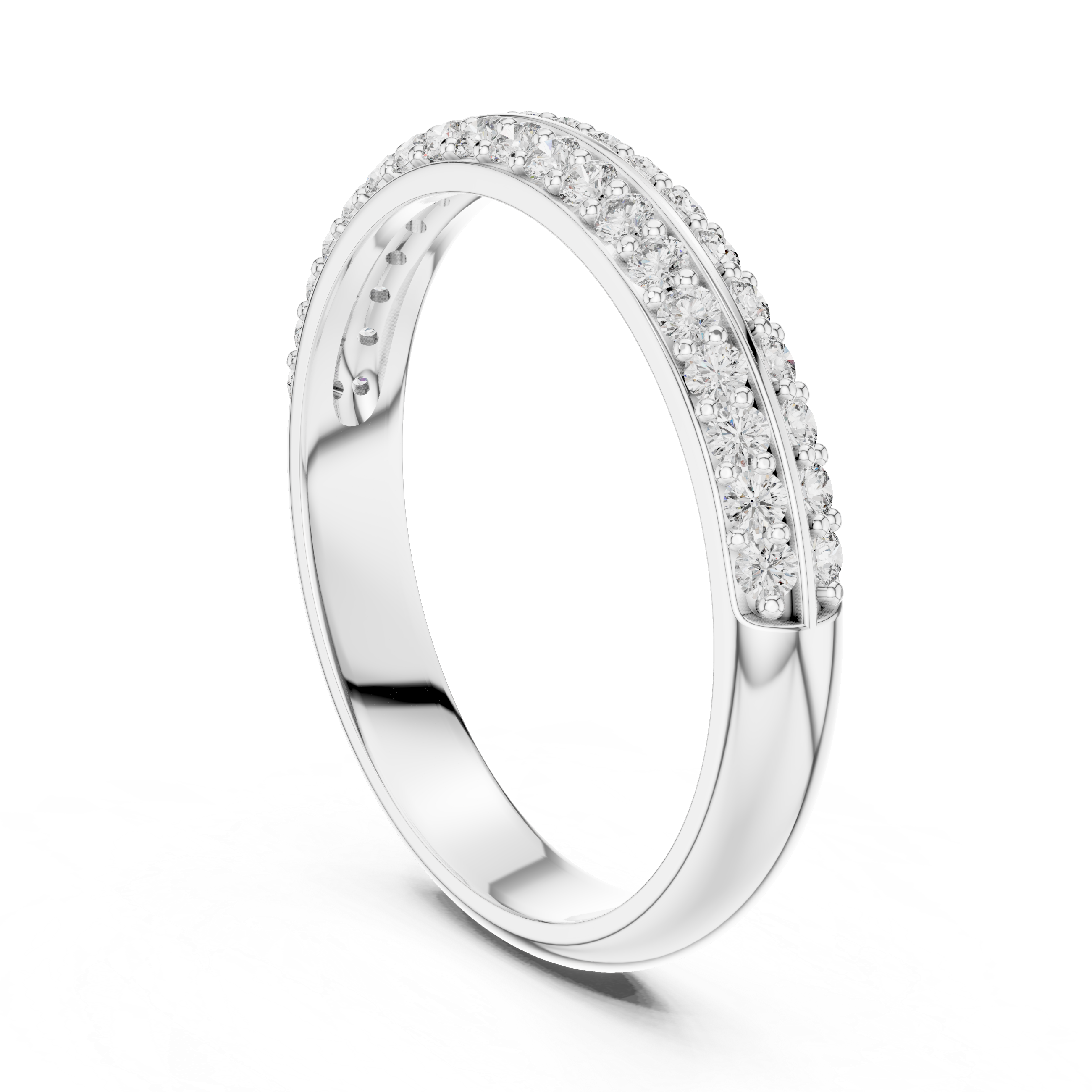 925 Silver Moissanite Double-Row Pavé Band 14K Gold Plated