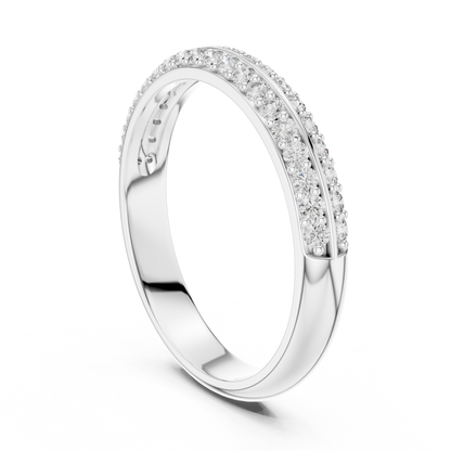 925 Silver Moissanite Double-Row Pavé Band 14K Gold Plated