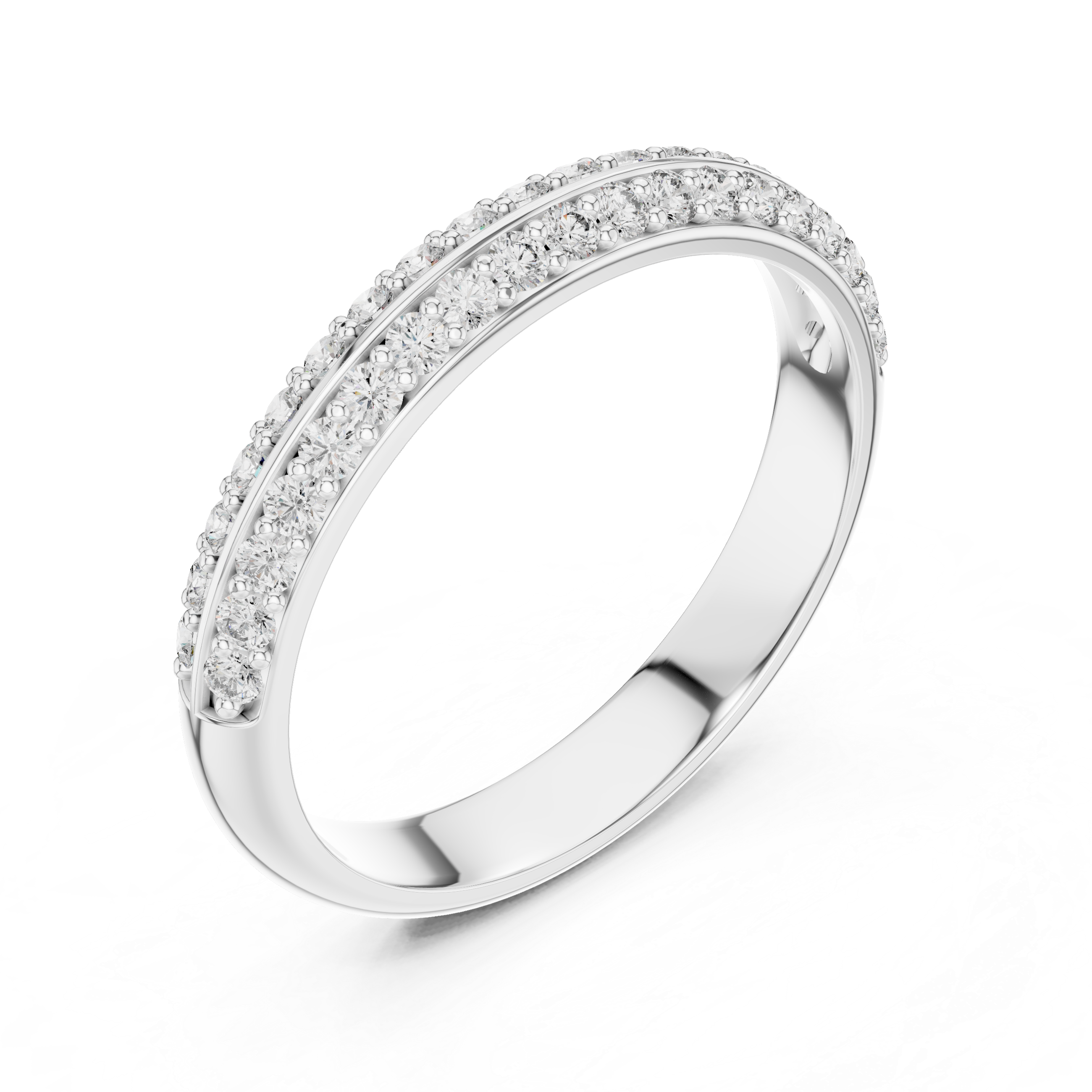 925 Silver Moissanite Double-Row Pavé Band 14K Gold Plated