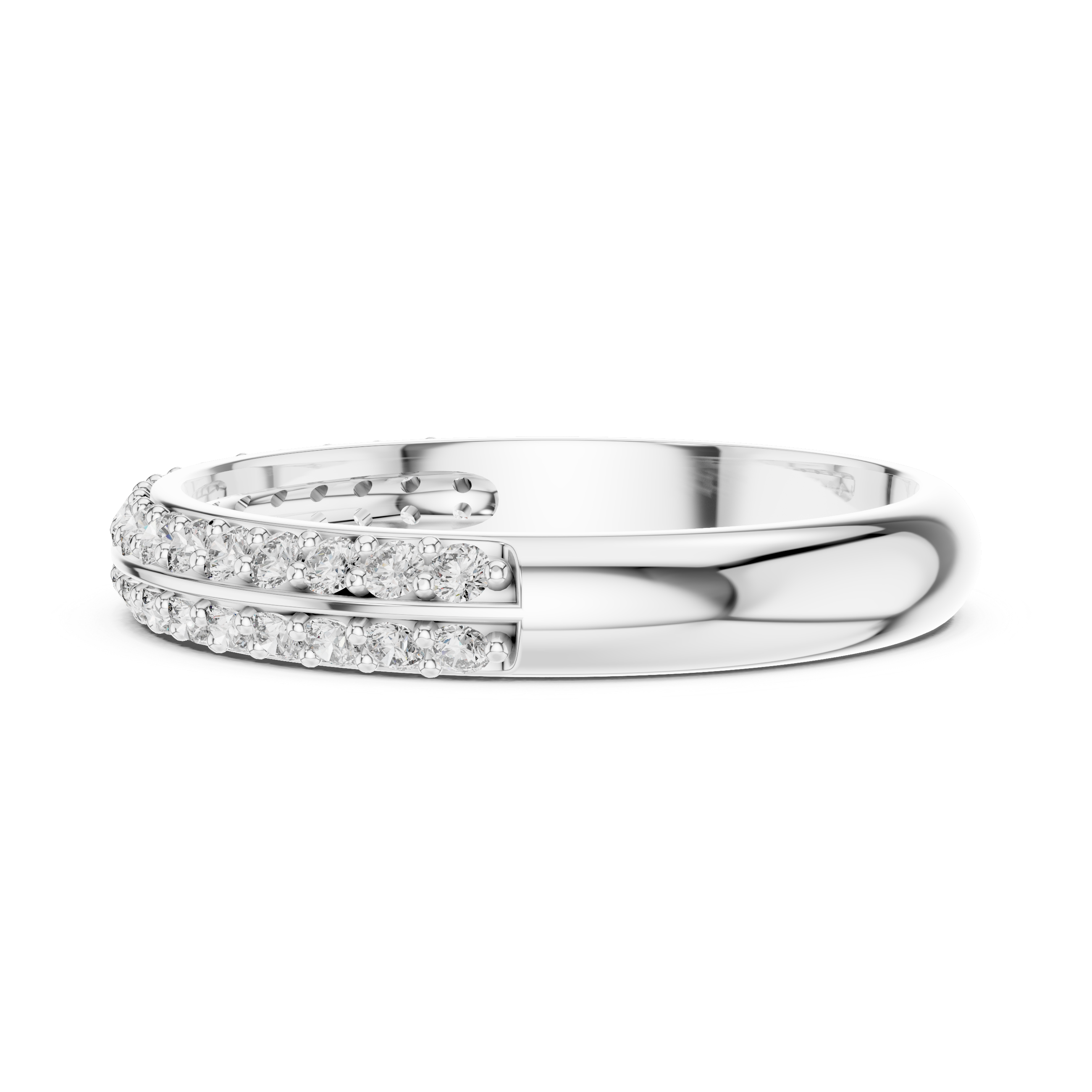 925 Silver Moissanite Double-Row Pavé Band 14K Gold Plated