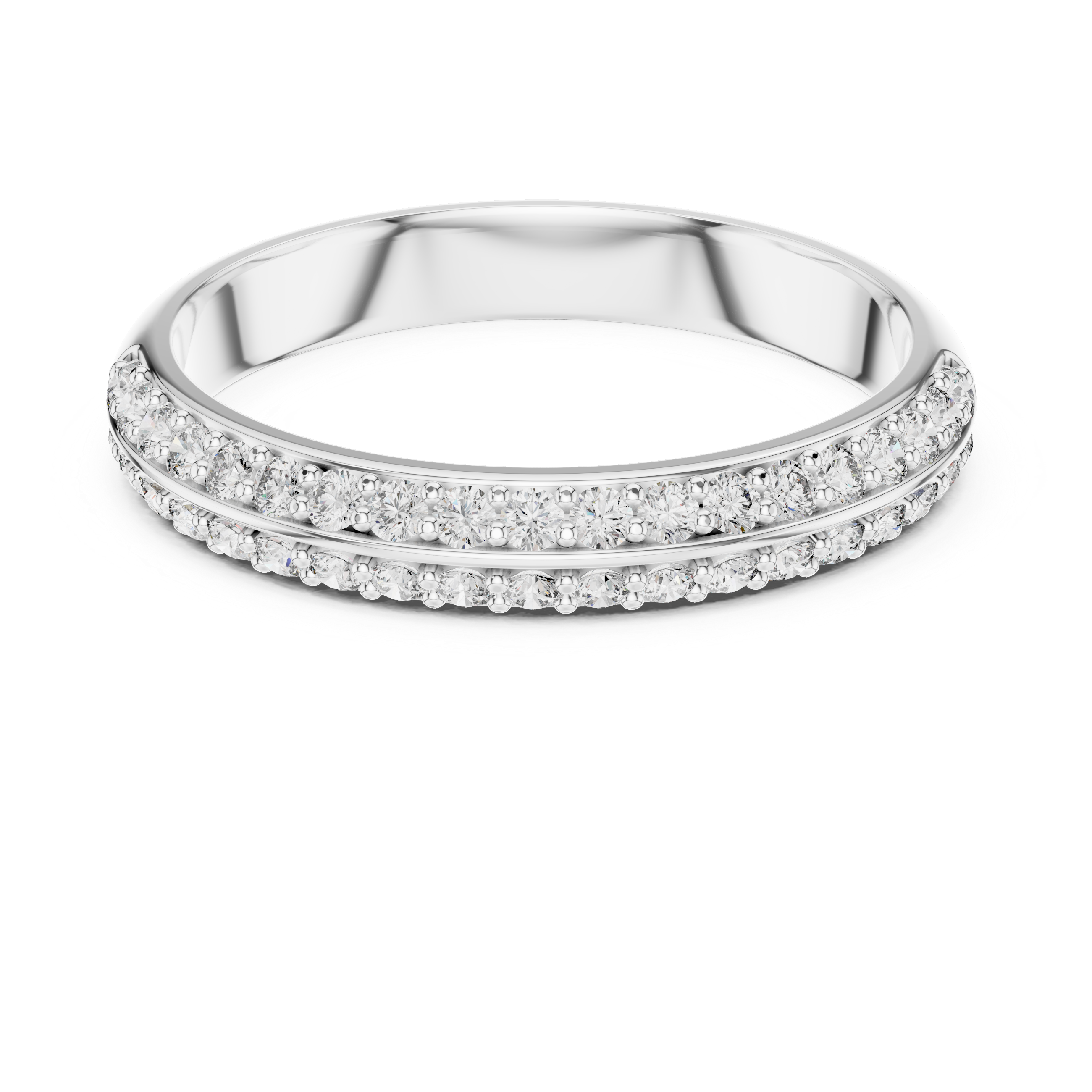 925 Silver Moissanite Double-Row Pavé Band 14K Gold Plated