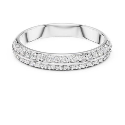 925 Silver Moissanite Double-Row Pavé Band 14K Gold Plated