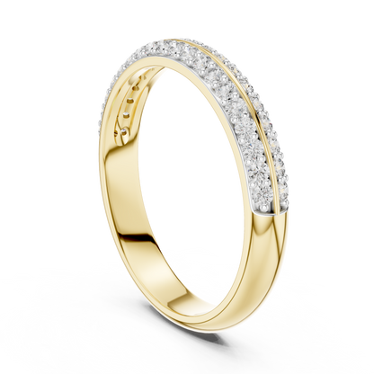 925 Silver Moissanite Double-Row Pavé Band 14K Gold Plated