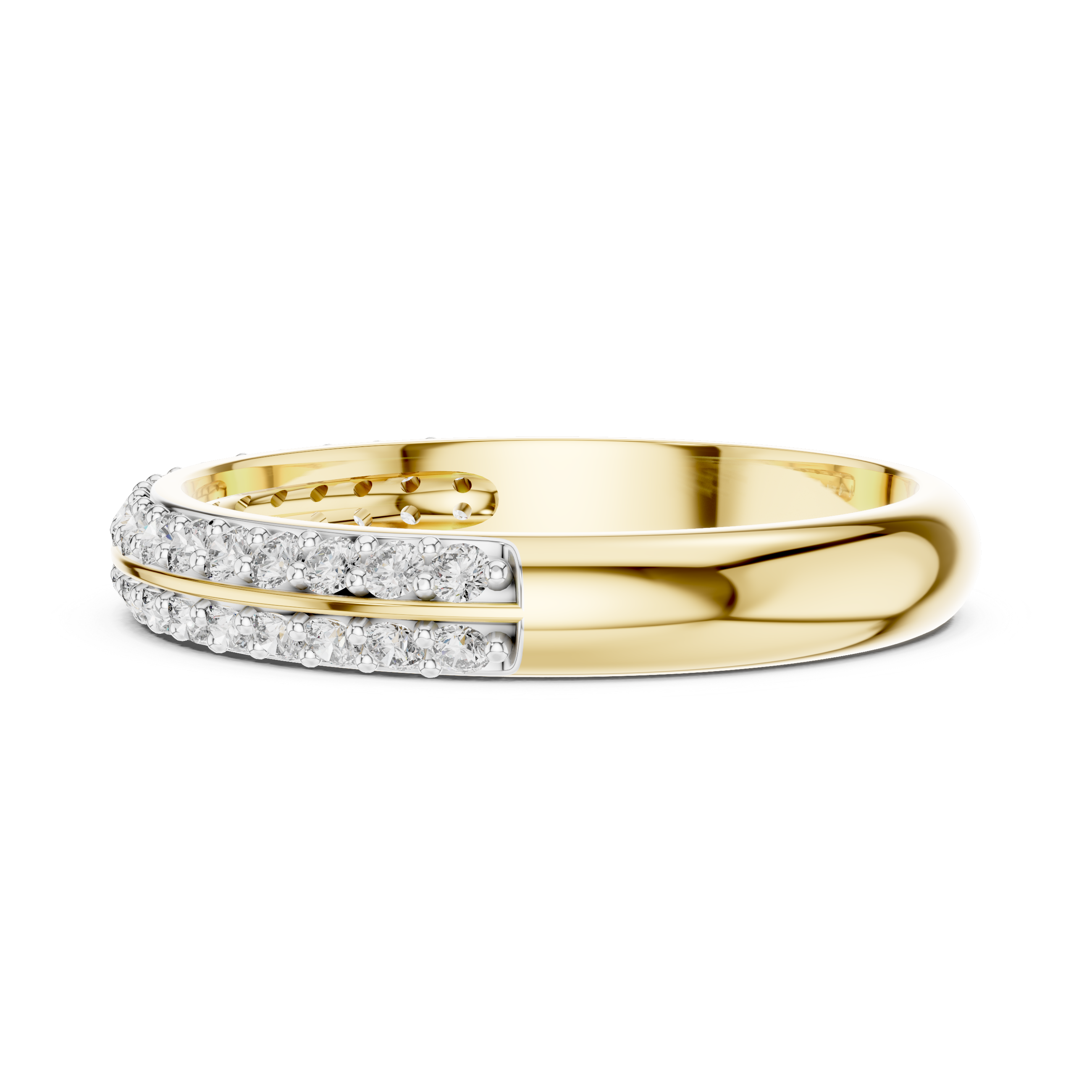 925 Silver Moissanite Double-Row Pavé Band 14K Gold Plated