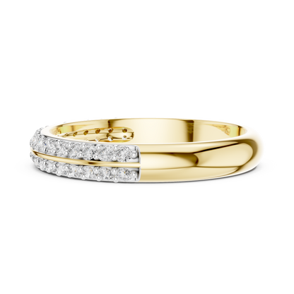 925 Silver Moissanite Double-Row Pavé Band 14K Gold Plated