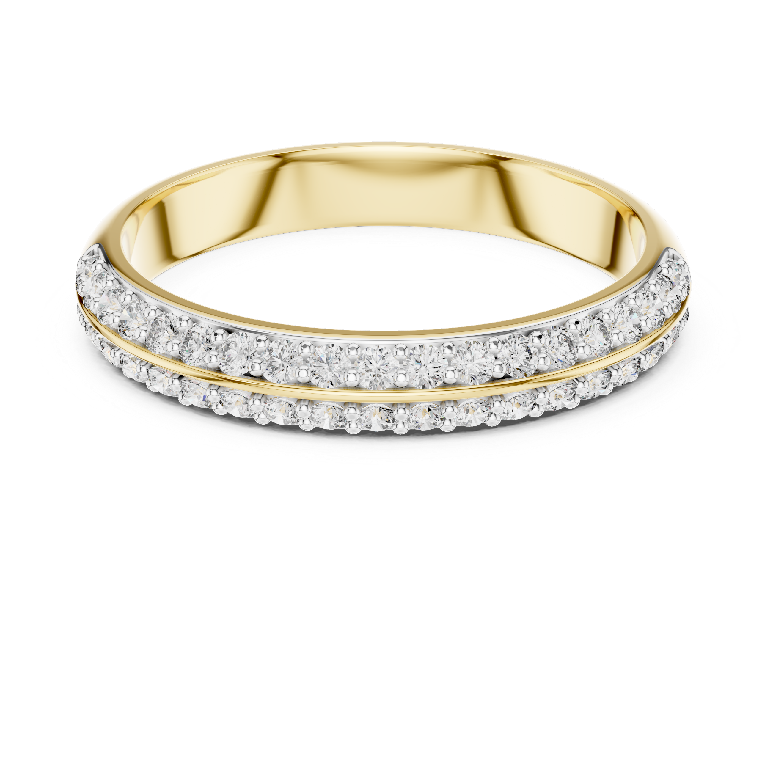 925 Silver Moissanite Double-Row Pavé Band 14K Gold Plated
