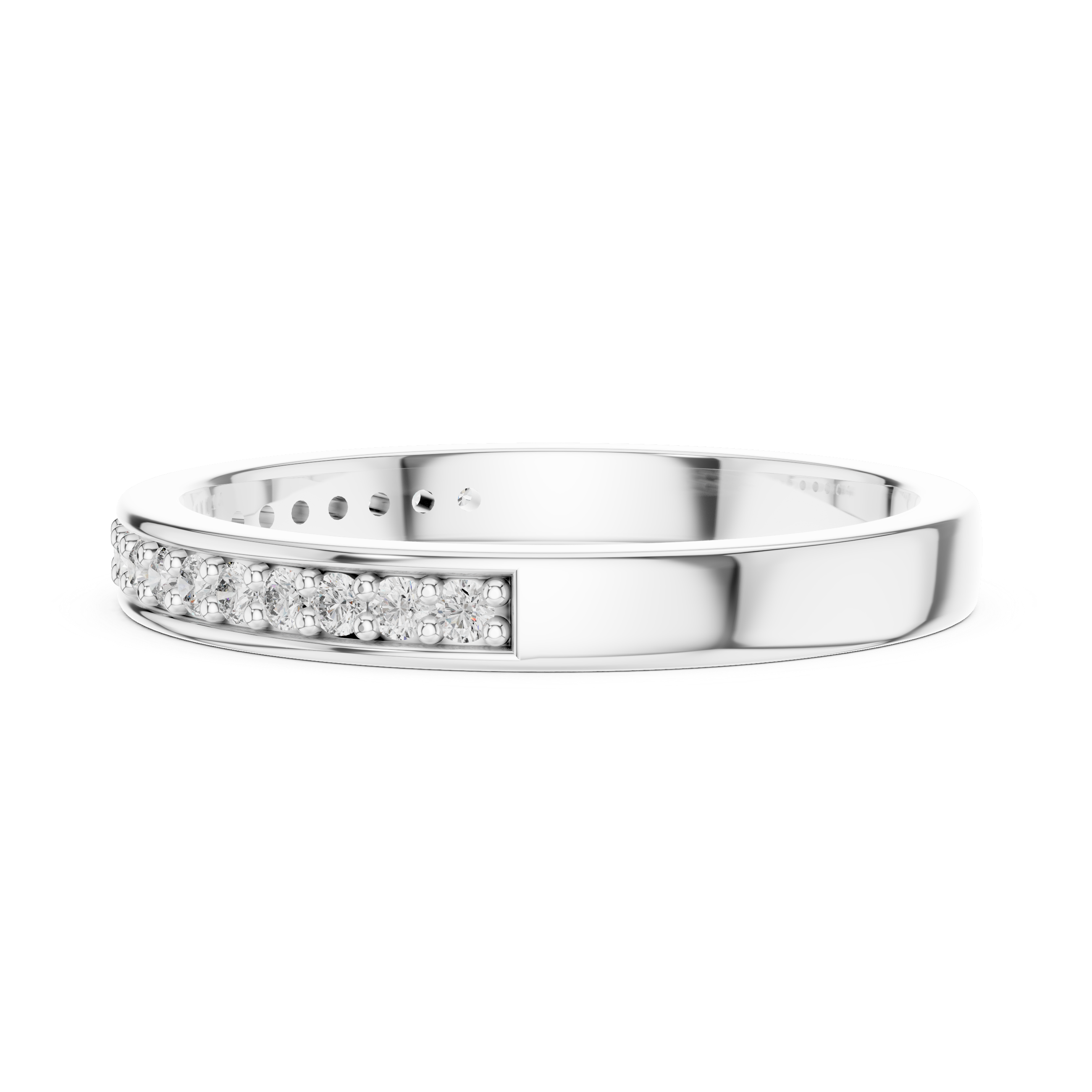 925 Silver Moissanite Channel-Set Eternity Band 14K Gold Plated