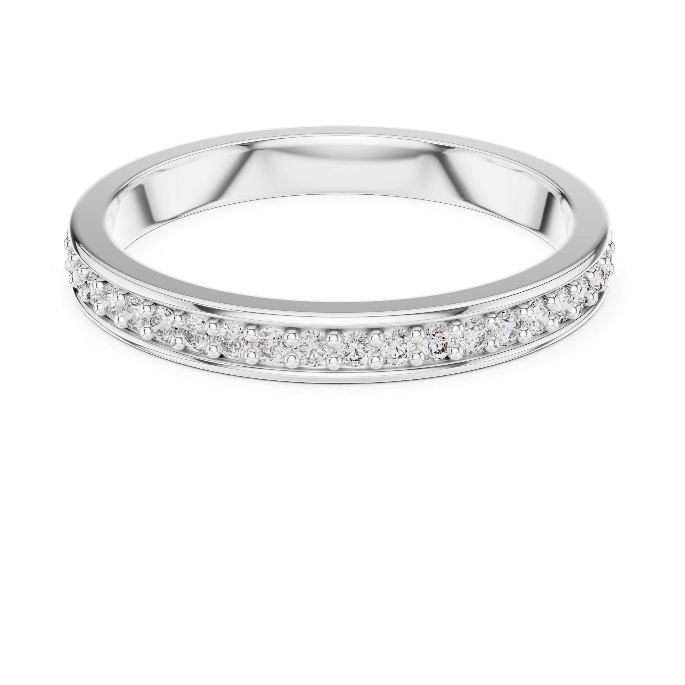 925 Silver Moissanite Channel-Set Eternity Band 14K Gold Plated