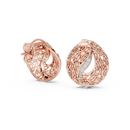 925 Silver Moissanite Intricate, Vintage-Inspired Filigree Stud Earrings – 14K Gold Plated