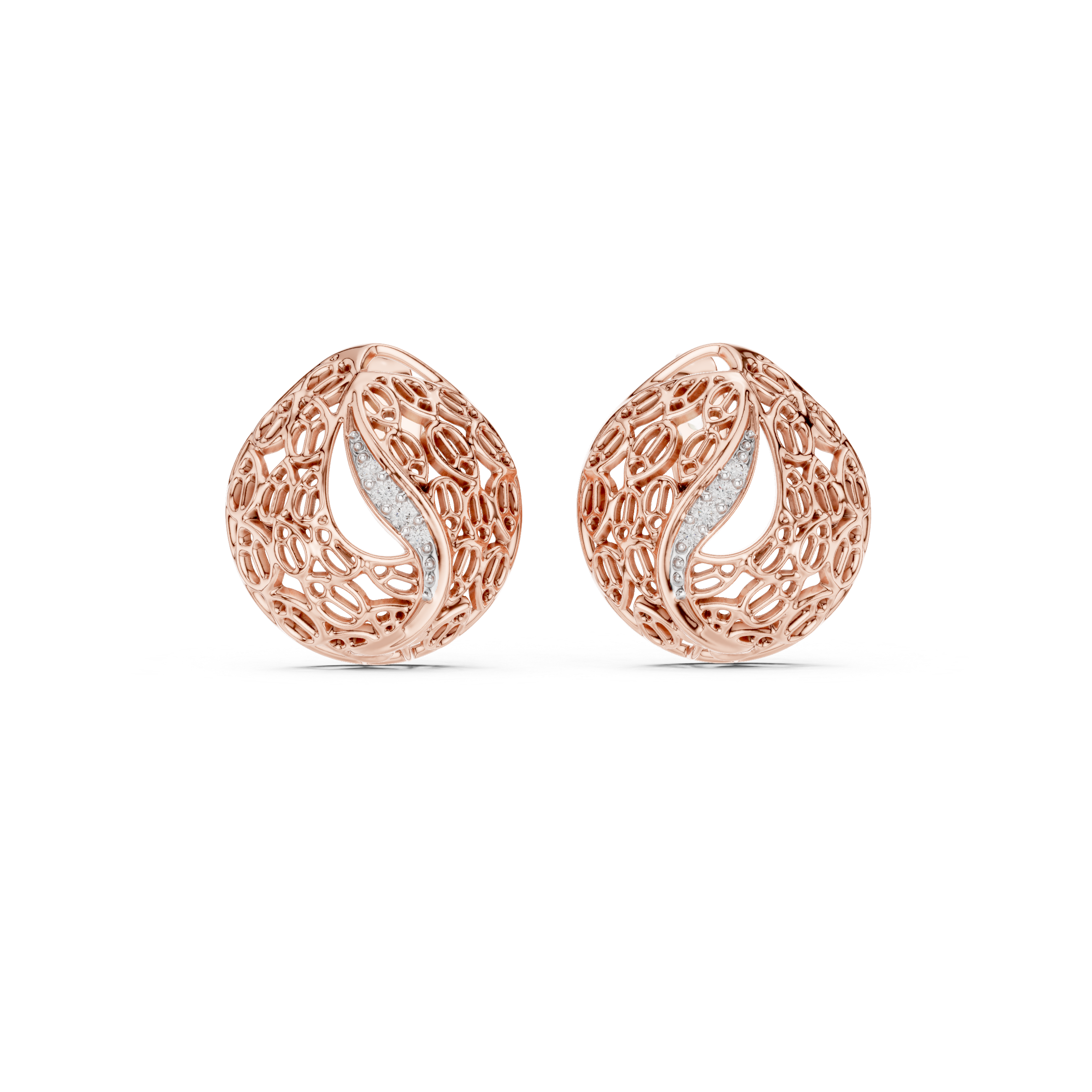 925 Silver Moissanite Intricate, Vintage-Inspired Filigree Stud Earrings – 14K Gold Plated