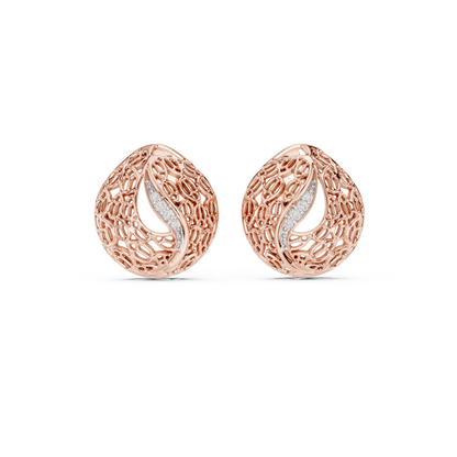 925 Silver Moissanite Intricate, Vintage-Inspired Filigree Stud Earrings – 14K Gold Plated