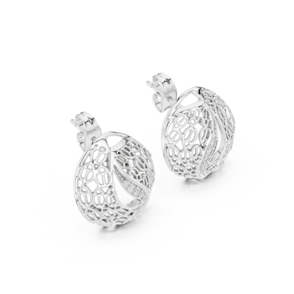 925 Silver Moissanite Intricate, Vintage-Inspired Filigree Stud Earrings – 14K Gold Plated