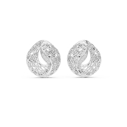 925 Silver Moissanite Intricate, Vintage-Inspired Filigree Stud Earrings – 14K Gold Plated