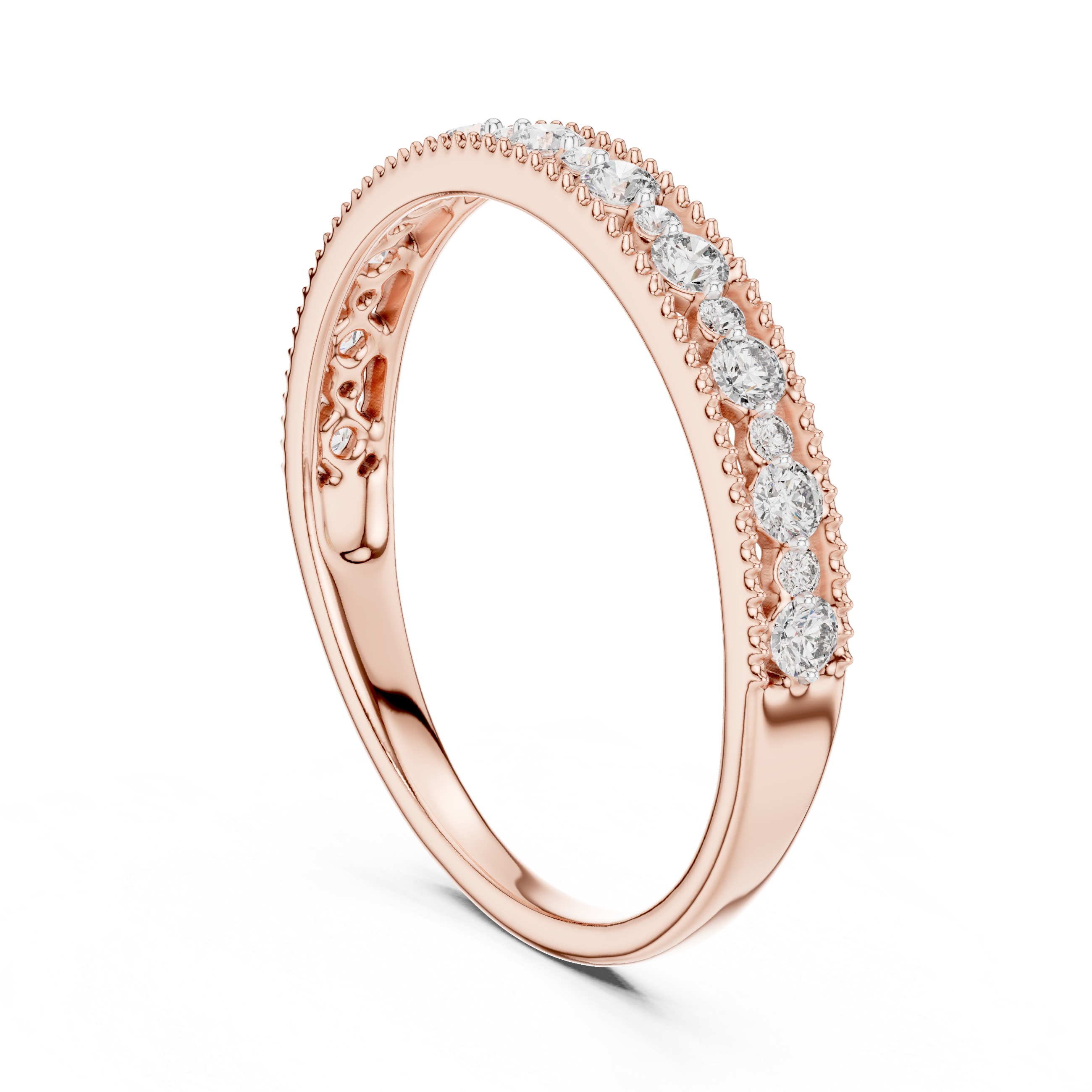925 Silver Moissanite Vintage Milgrain Band 14K Gold Plated