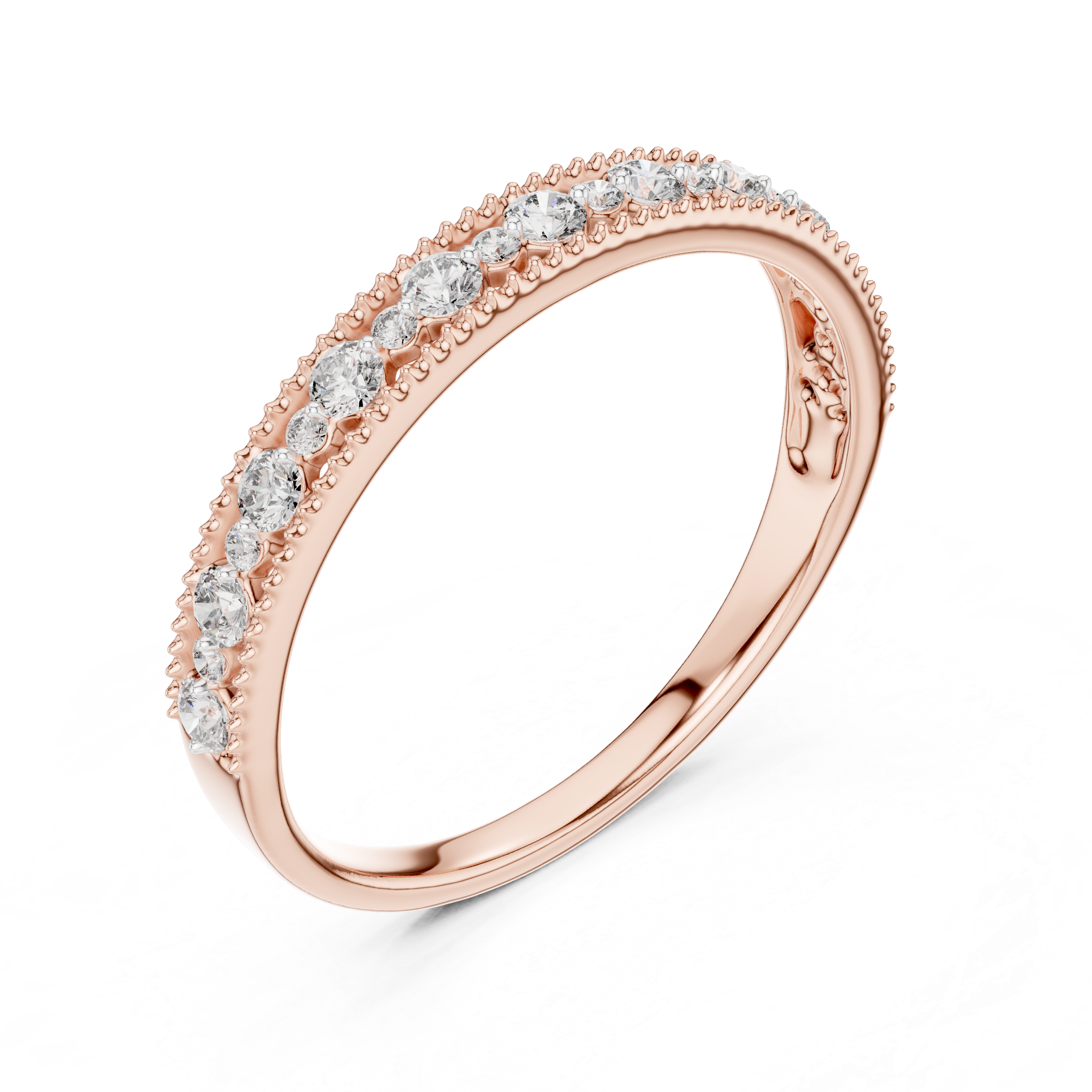 925 Silver Moissanite Vintage Milgrain Band 14K Gold Plated