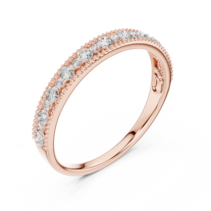 925 Silver Moissanite Vintage Milgrain Band 14K Gold Plated